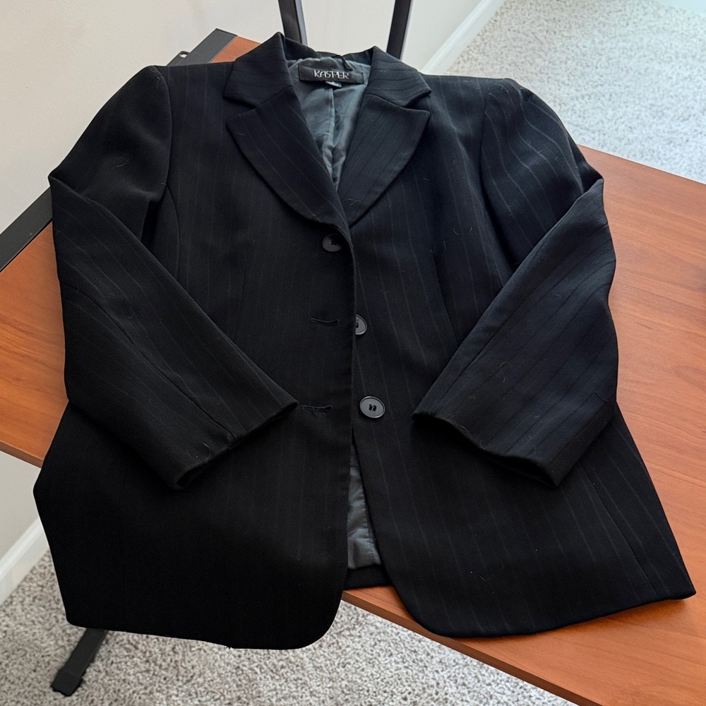Kasper Black Pinstripe Blazer jacket with pants - wear as a suit or separate